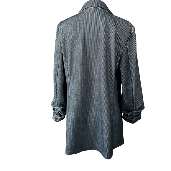 Tommy Hilfiger Single Button Ruched Sleeve Striped Blazer Black Blazer Size 14 - Picture 13 of 15